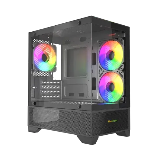 350 best product price in bd MaxGreen 350 Mid-Tower M-ATX Gaming Case With 3 ARGB Fan best product price in bd
