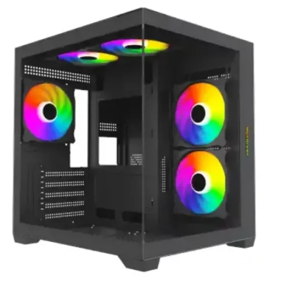E275-S02 best product price in bd MaxGreen E275-S02 ARGB M-ATX Mid-Tower Gaming Casing With 5x ARGB Fan best product price in bd