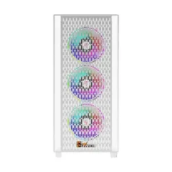 PC Power Flow White Light Mesh Mid Tower Gaming Casing