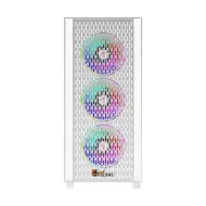 PC Power Flow White Mesh Mid Tower ATX Gaming Casing with Power Supply