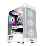PC Power PG-H350 WH Icy Mesh ATX Mid Tower Gaming Casing