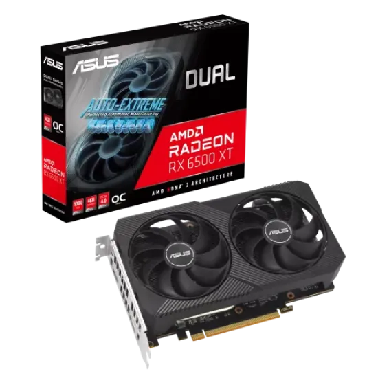 DUAL-RX6500XT-O4G-V2 best product price in bd ASUS Dual Radeon RX 6500 XT V2 OC Edition 4GB GDDR6 Graphics Card best product price in bd
