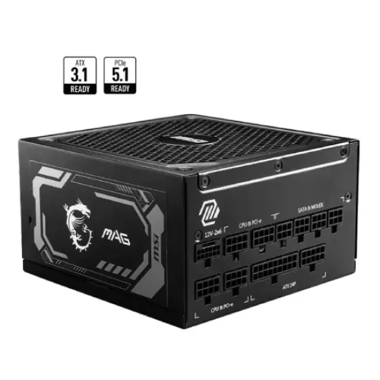 MAG A1000GL PCIE5 best product price in bd MSI MAG A1000GL PCIE5 1000W 80 Plus Gold Full Modular Power Supply best product price in bd
