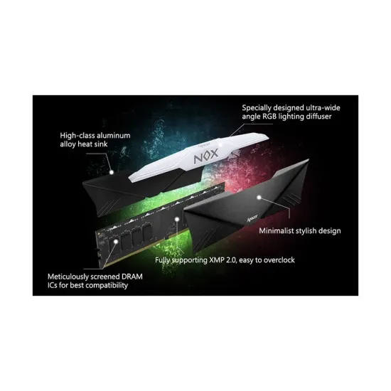 8GB 3200MHz best product price in bd APACER DDR4 8GB 3200MHZ NOX RGB WHITE RAM best product price in bd